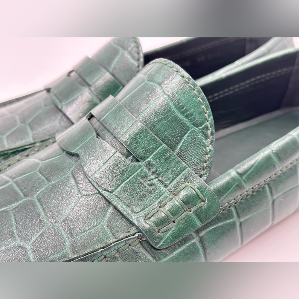 Louis Vuitton Green Leather Animal Print Drivers Size 11 USA/10 EU - Picture 6 of 16